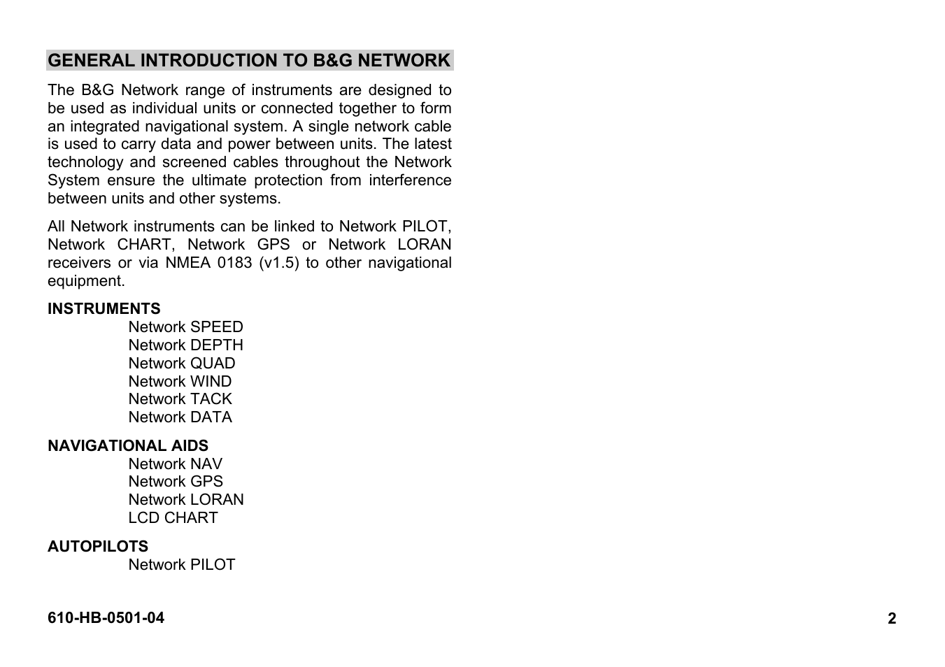 General introduction to b&g network | B&G Network Depth User Manual | Page 2 / 23