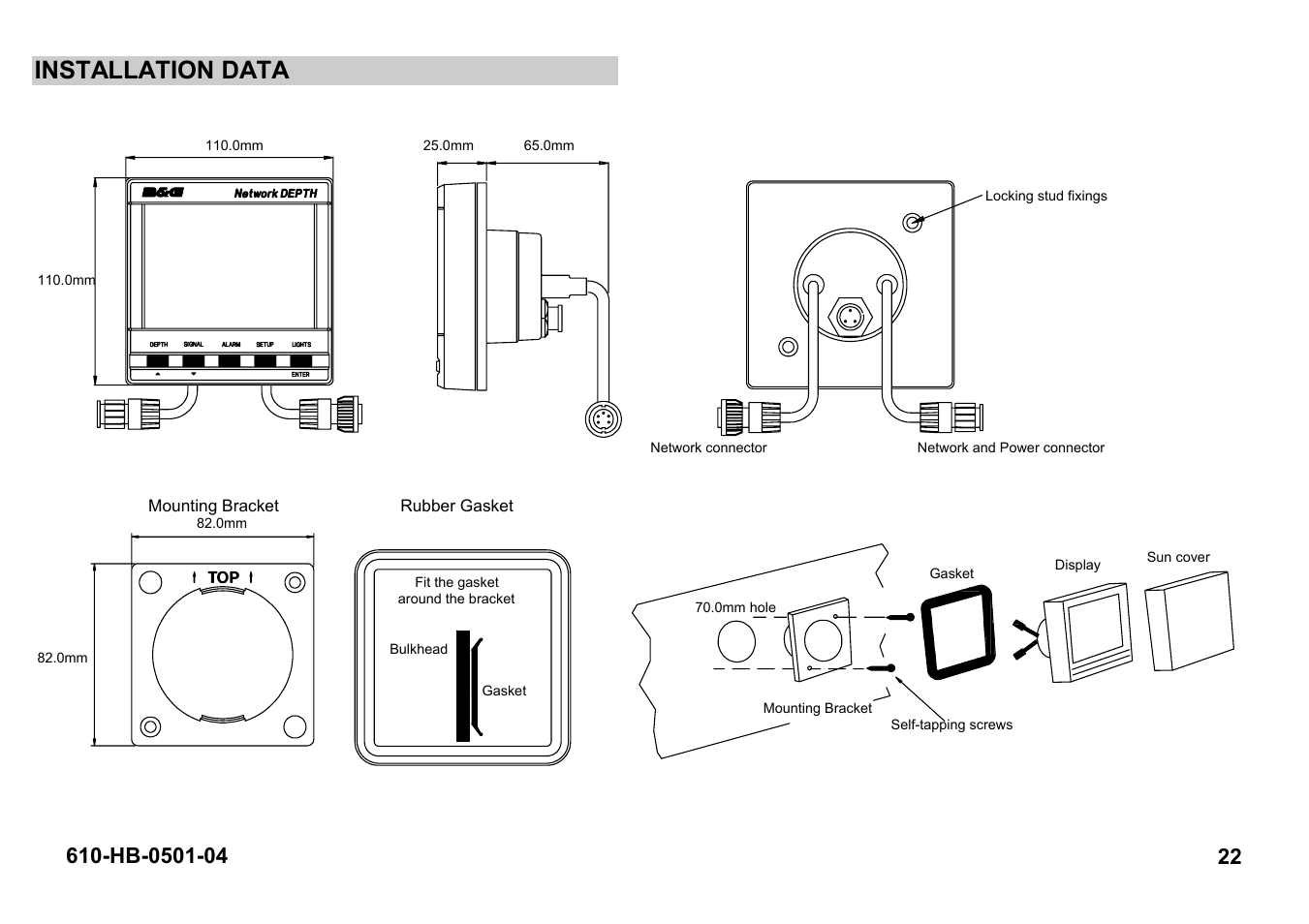 Installation data | B&G Network Depth User Manual | Page 22 / 23