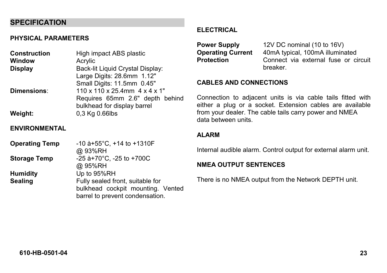 B&G Network Depth User Manual | Page 23 / 23