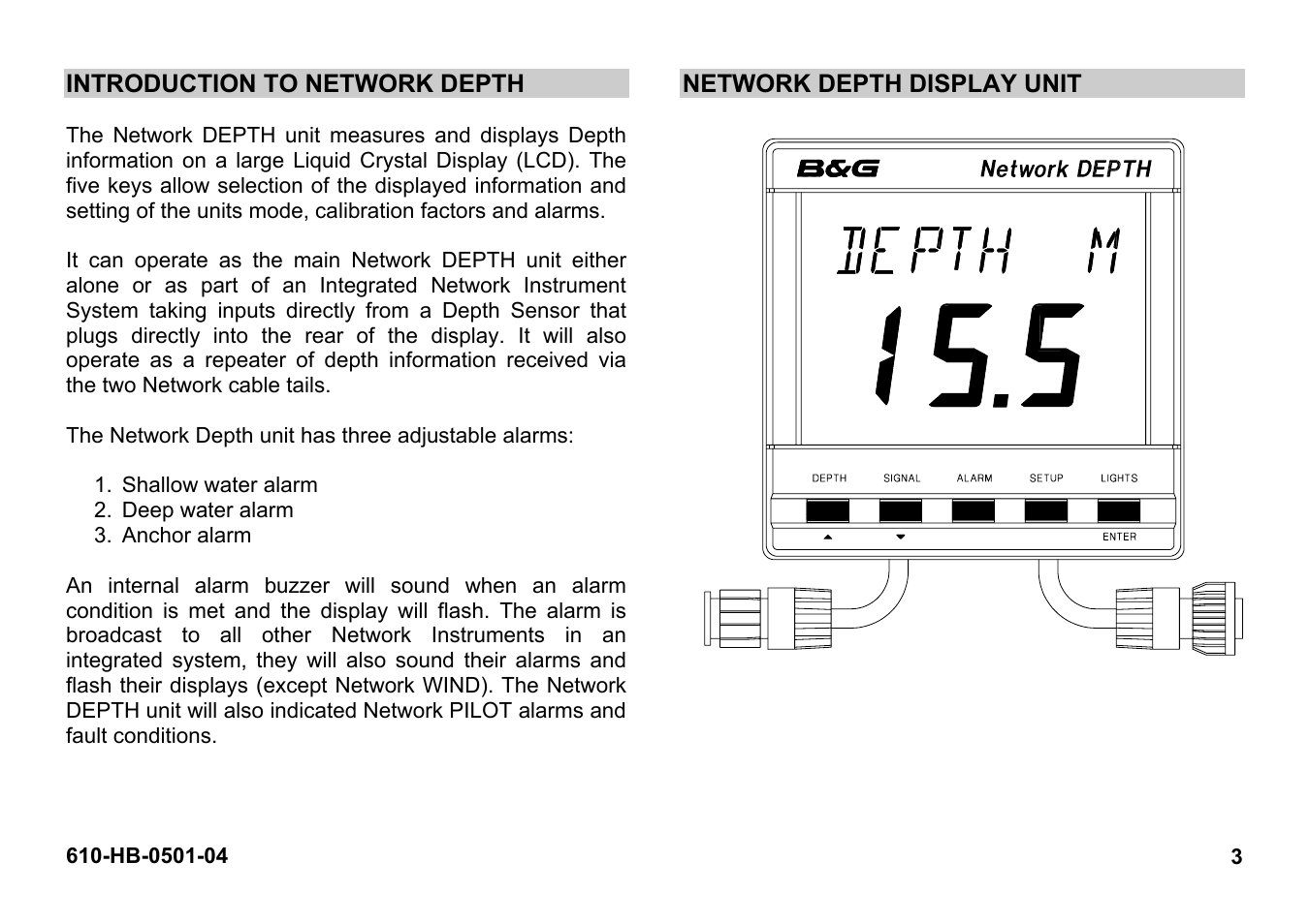 Introduction to network depth, Network depth display unit | B&G Network Depth User Manual | Page 3 / 23