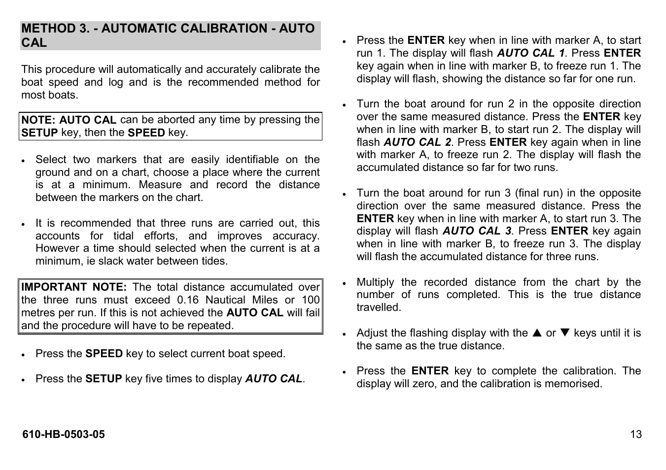 Method 3. - automatic calibration - auto | B&G Network Quad User Manual | Page 13 / 36