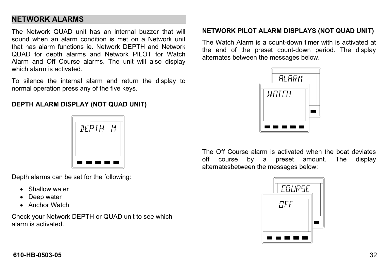Network alarms | B&G Network Quad User Manual | Page 32 / 36