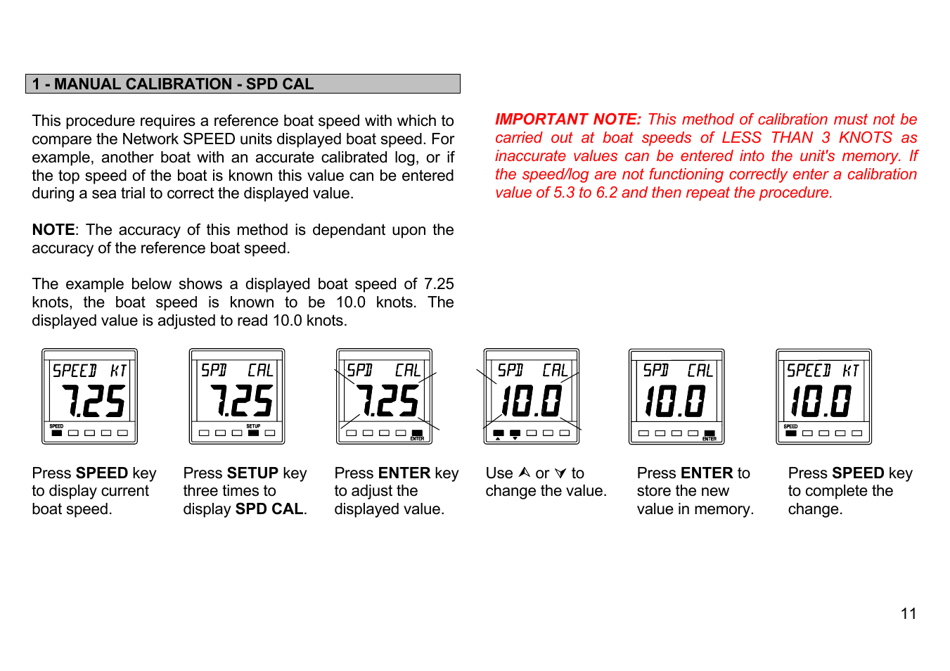 1 - manual calibration - spd cal | B&G Network Speed User Manual | Page 11 / 26