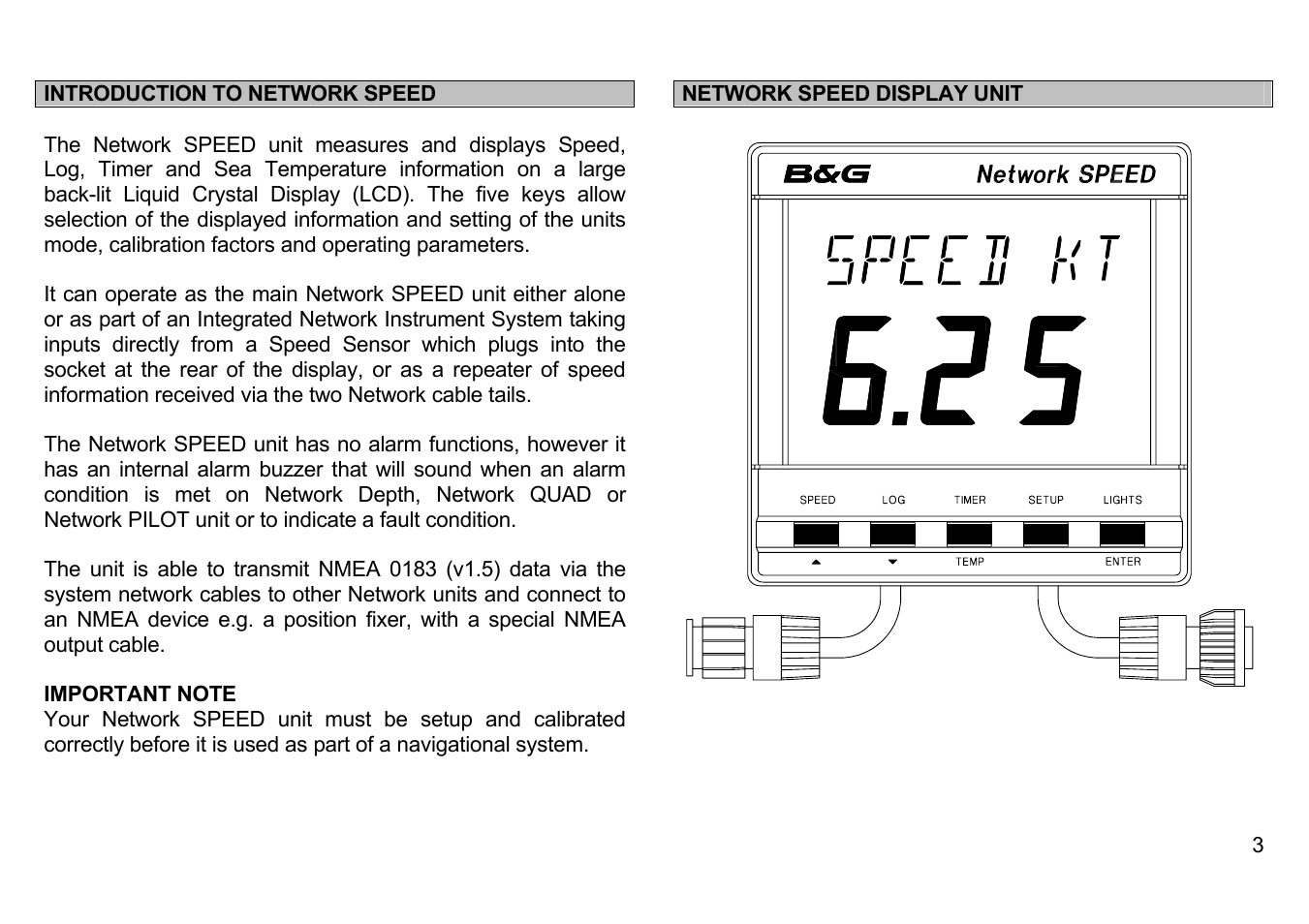 Introduction to network speed, Network speed display unit | B&G Network Speed User Manual | Page 3 / 26