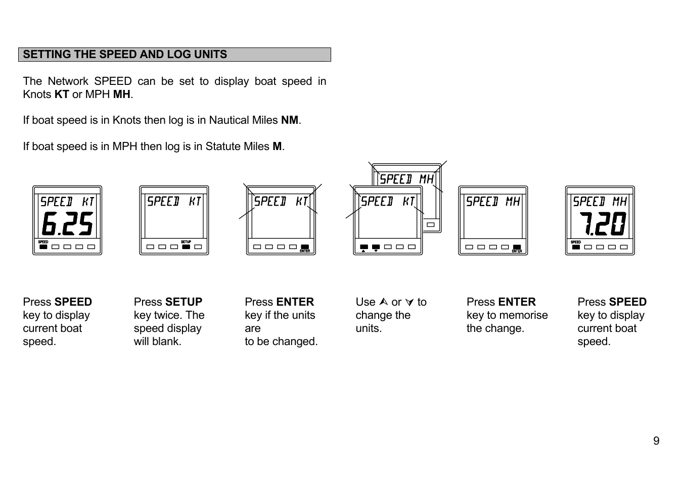 Setting the speed and log units | B&G Network Speed User Manual | Page 9 / 26