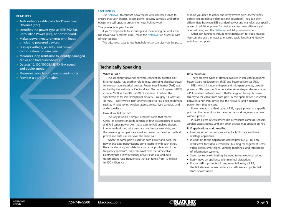 Black box, 2 of 3, Technically speaking | Black Box NetPower 26542 User Manual | Page 2 / 3
