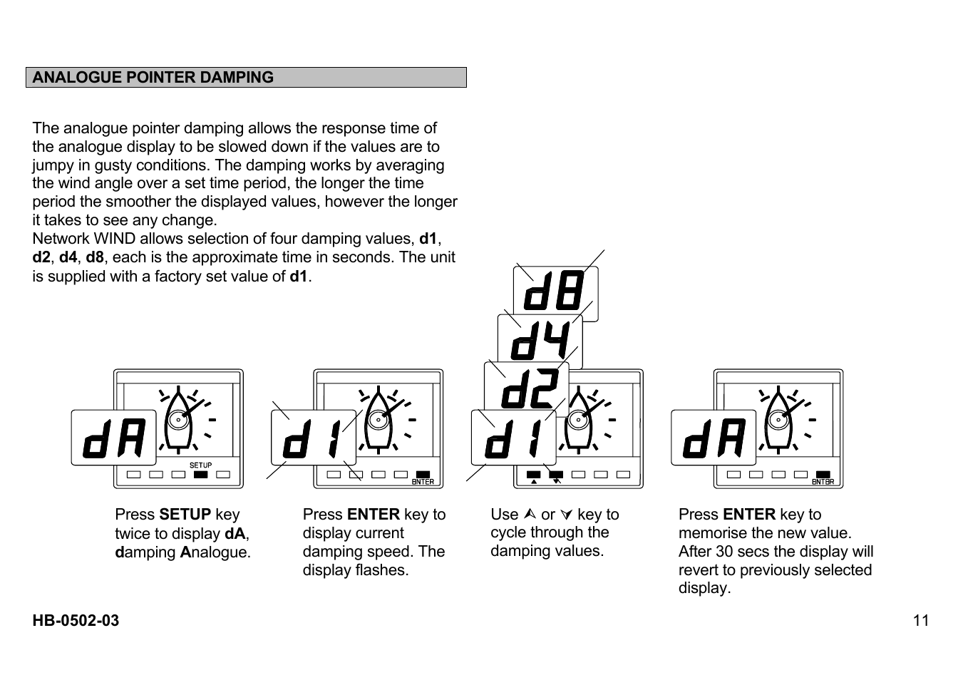 Analogue pointer damping | B&G Network Wind User Manual | Page 11 / 18