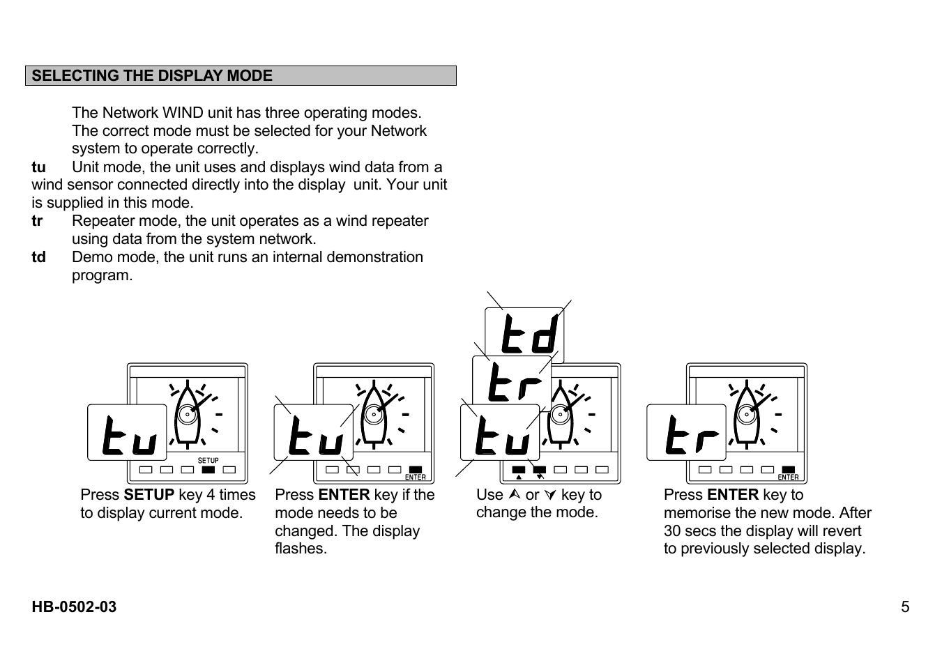 Selecting the display mode | B&G Network Wind User Manual | Page 5 / 18