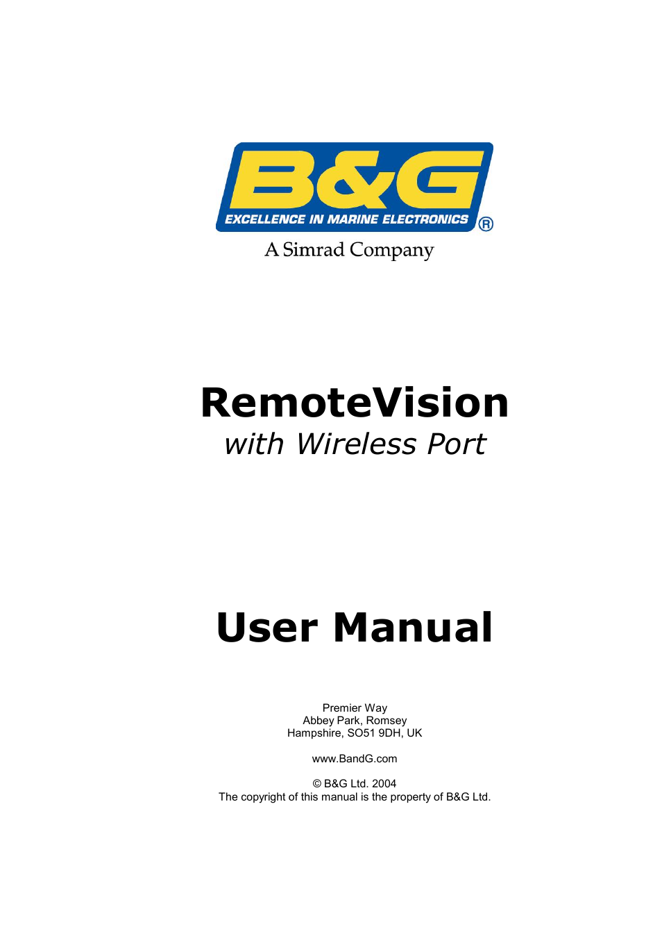 B&G RemoteVision User Manual | 32 pages