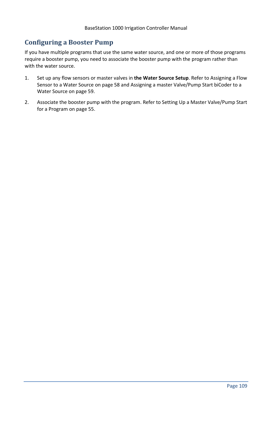 Configuring a booster pump | Baseline Systems BaseStation 1000 User Manual | Page 115 / 122
