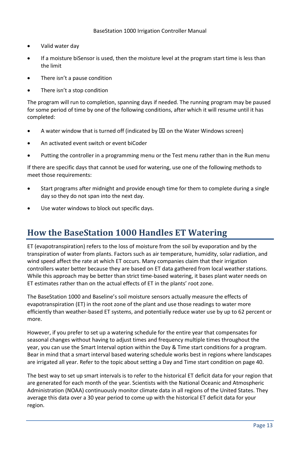 How the basestation 1000 handles et watering | Baseline Systems BaseStation 1000 User Manual | Page 19 / 122
