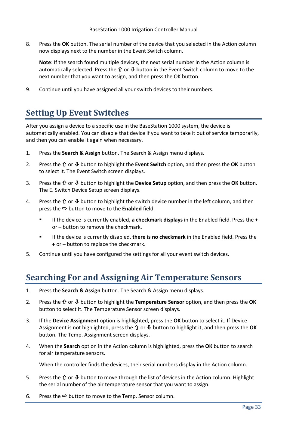 Setting up event switches | Baseline Systems BaseStation 1000 User Manual | Page 39 / 122