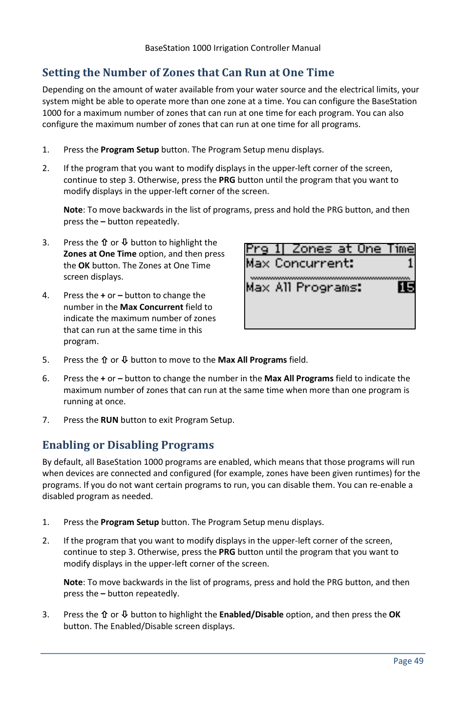 Enabling or disabling programs | Baseline Systems BaseStation 1000 User Manual | Page 55 / 122