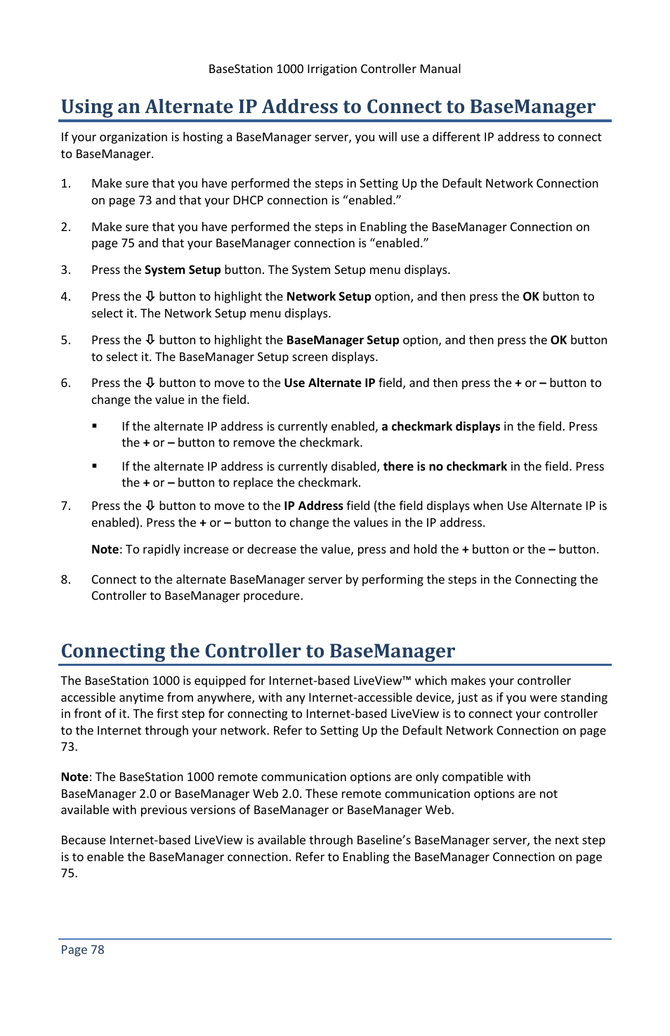 Connecting the controller to basemanager, E 78 a, E 78 | Baseline Systems BaseStation 1000 User Manual | Page 84 / 122