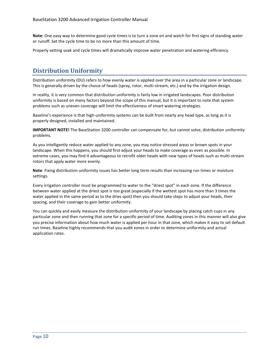 Distribution uniformity | Baseline Systems BaseStation 3200 User Manual | Page 18 / 102