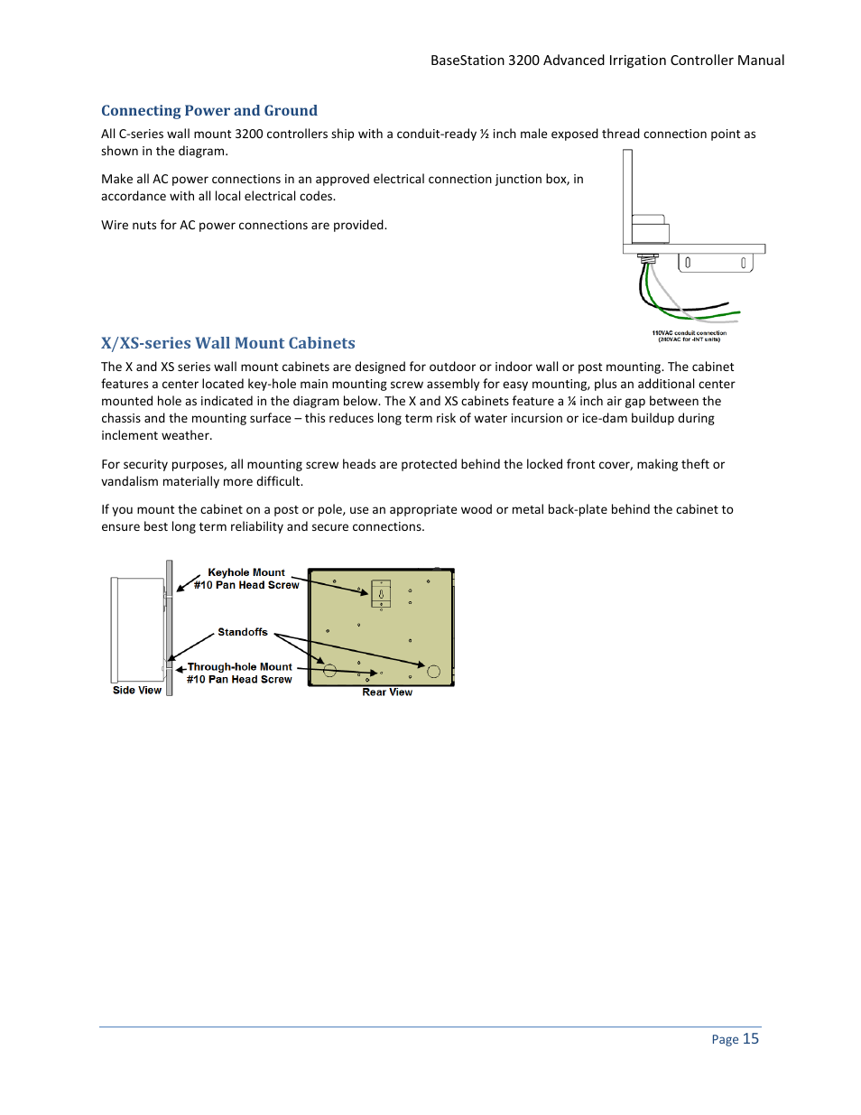 Connecting power and ground, X/xs-series wall mount cabinets | Baseline Systems BaseStation 3200 User Manual | Page 23 / 102