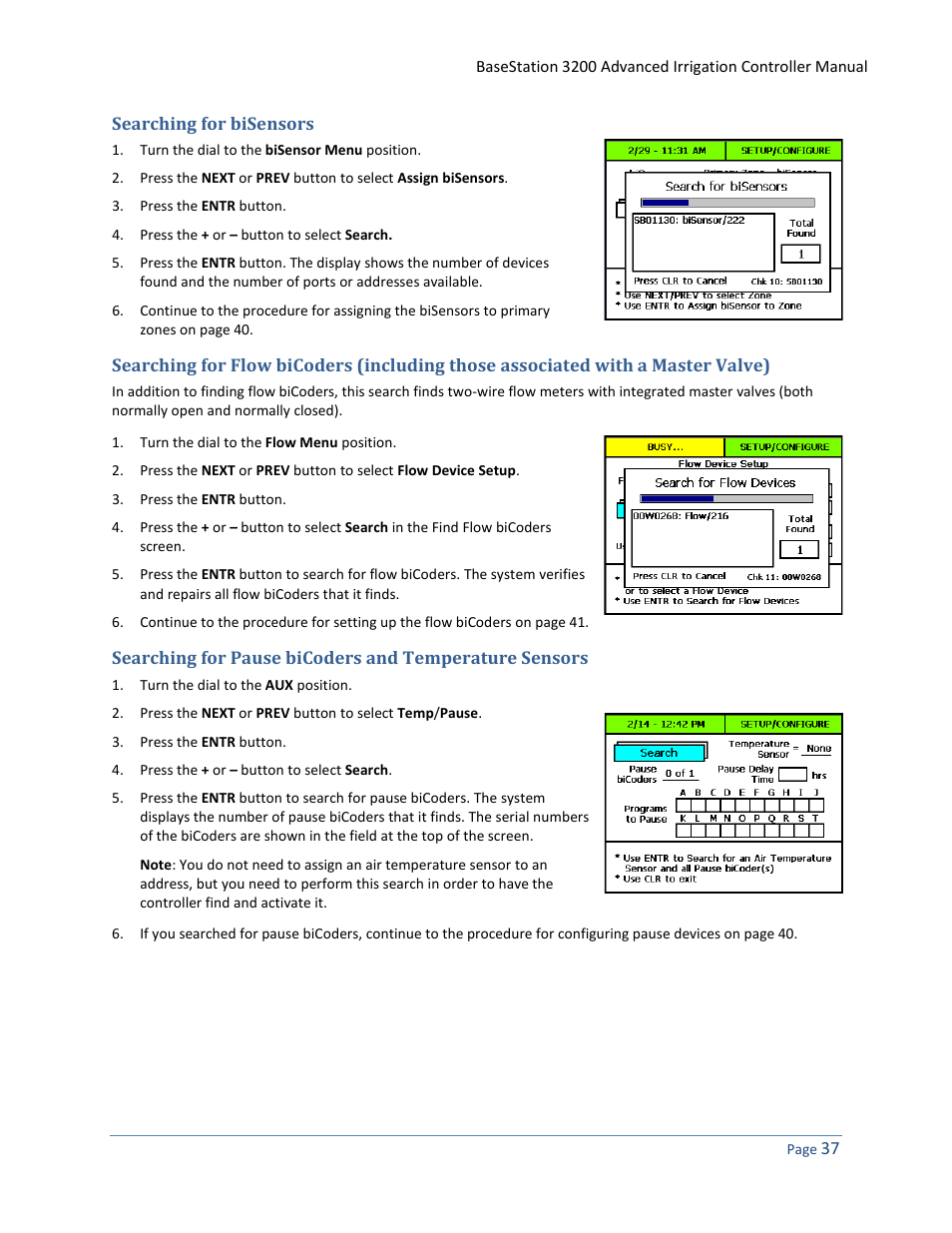 Searching for bisensors, 37 an, Searching | For bisensors, E 37) | Baseline Systems BaseStation 3200 User Manual | Page 45 / 102