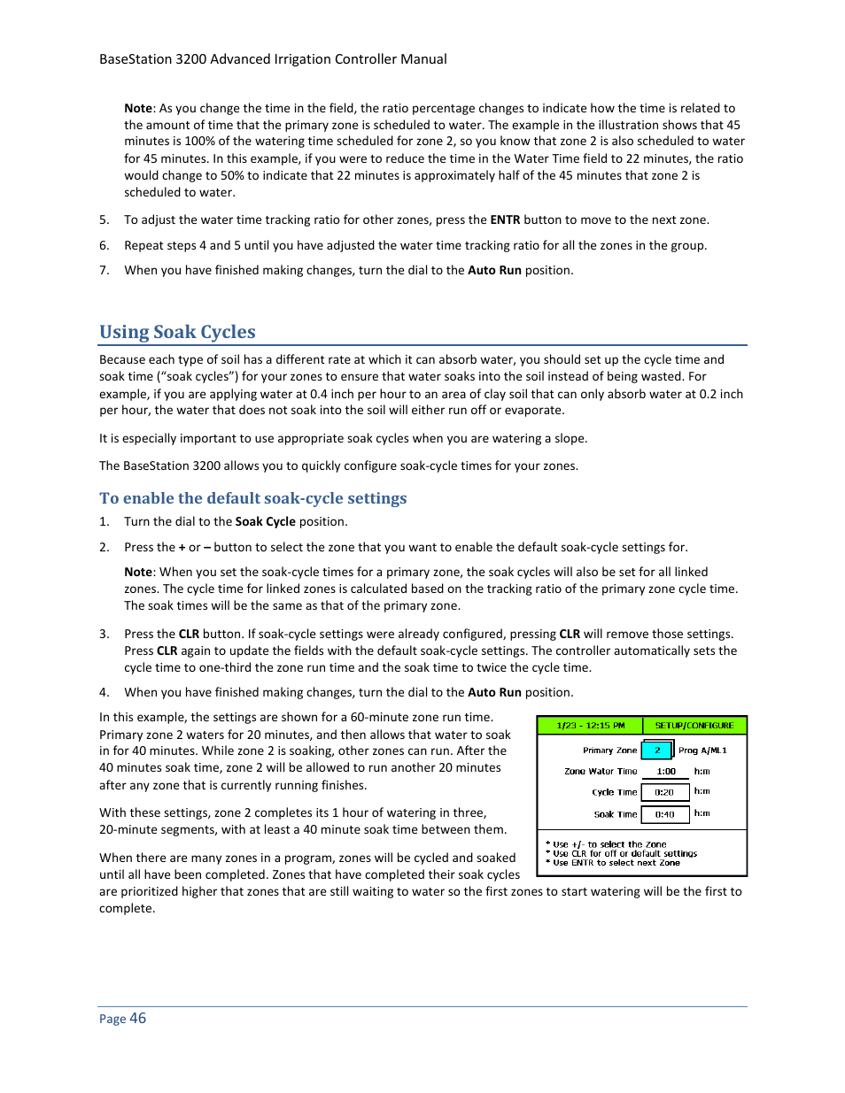 Using soak cycles, To enable the default soak-cycle settings | Baseline Systems BaseStation 3200 User Manual | Page 54 / 102