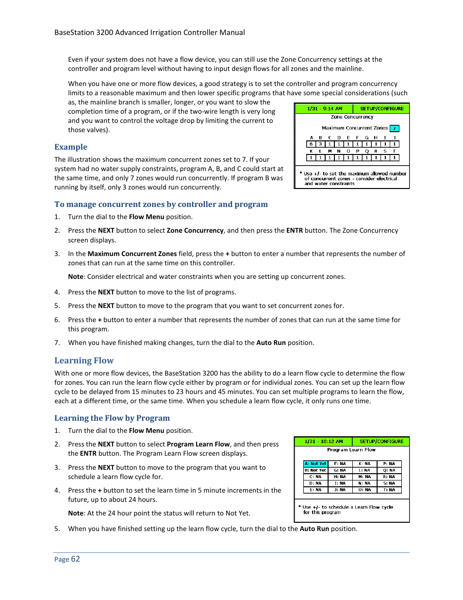 Example, Learning flow, Learning the flow by program | Baseline Systems BaseStation 3200 User Manual | Page 70 / 102