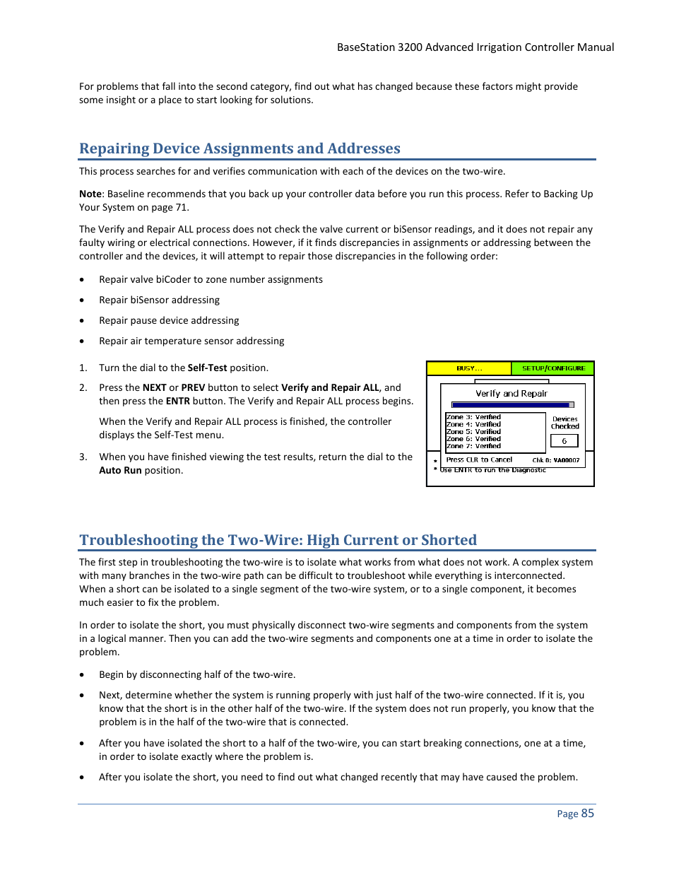 Repairing device assignments and addresses | Baseline Systems BaseStation 3200 User Manual | Page 93 / 102