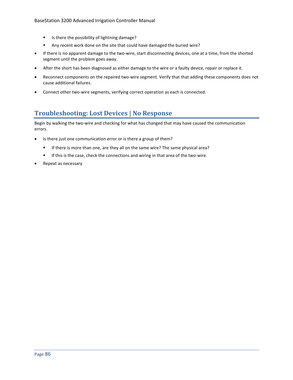 Troubleshooting: lost devices | no response | Baseline Systems BaseStation 3200 User Manual | Page 94 / 102