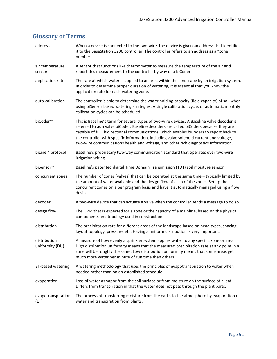 Glossary of terms | Baseline Systems BaseStation 3200 User Manual | Page 99 / 102