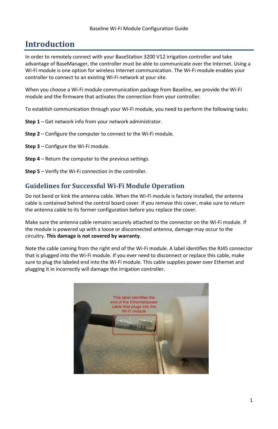 Introduction, Guidelines for successful wi-fi module operation | Baseline Systems BaseStation 3200 User Manual | Page 3 / 12