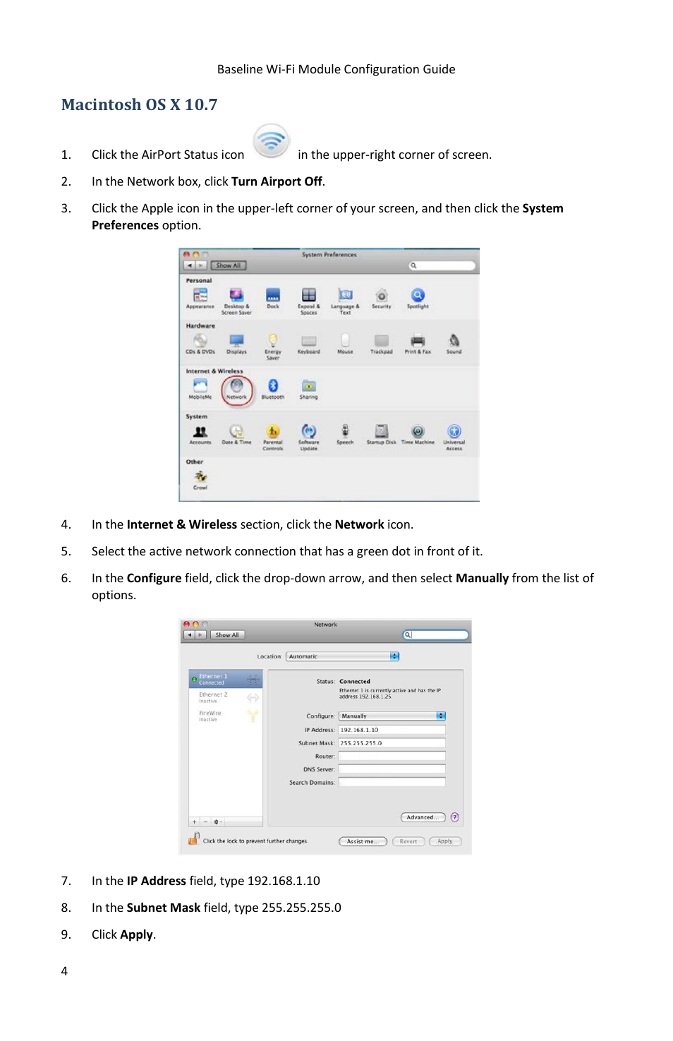 Macintosh os x 10.7 | Baseline Systems BaseStation 3200 User Manual | Page 6 / 12