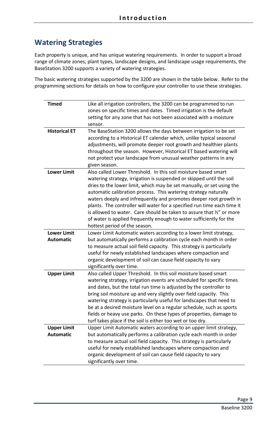 Watering strategies | Baseline Systems BaseStation 3200 User Manual | Page 11 / 82