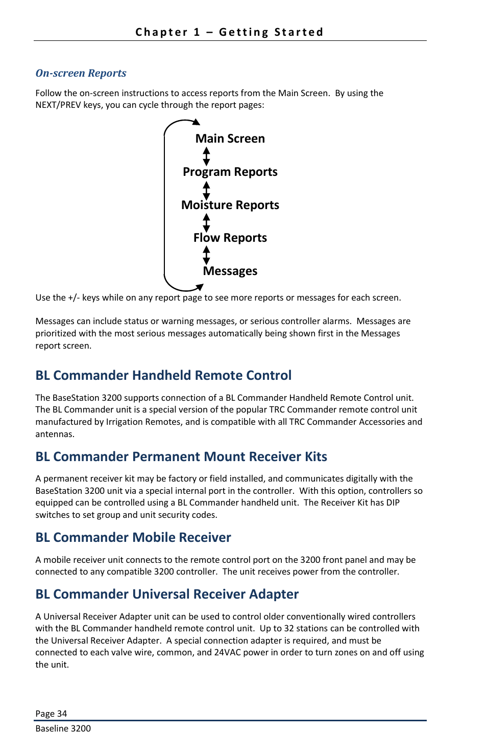 Bl commander handheld remote control, Bl commander permanent mount receiver kits, Bl commander mobile receiver | Bl commander universal receiver adapter | Baseline Systems BaseStation 3200 User Manual | Page 36 / 82