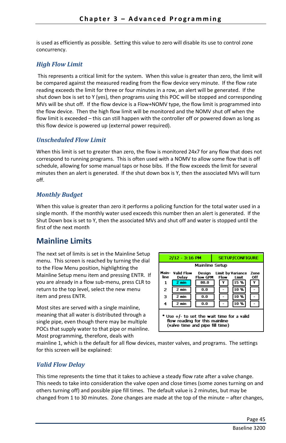 Mainline limits | Baseline Systems BaseStation 3200 User Manual | Page 47 / 82