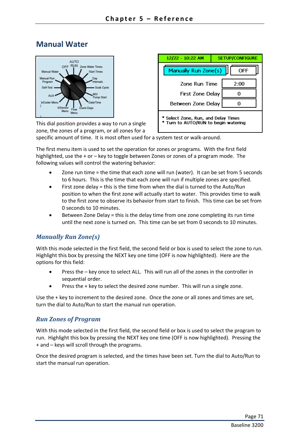 Manual water | Baseline Systems BaseStation 3200 User Manual | Page 73 / 82