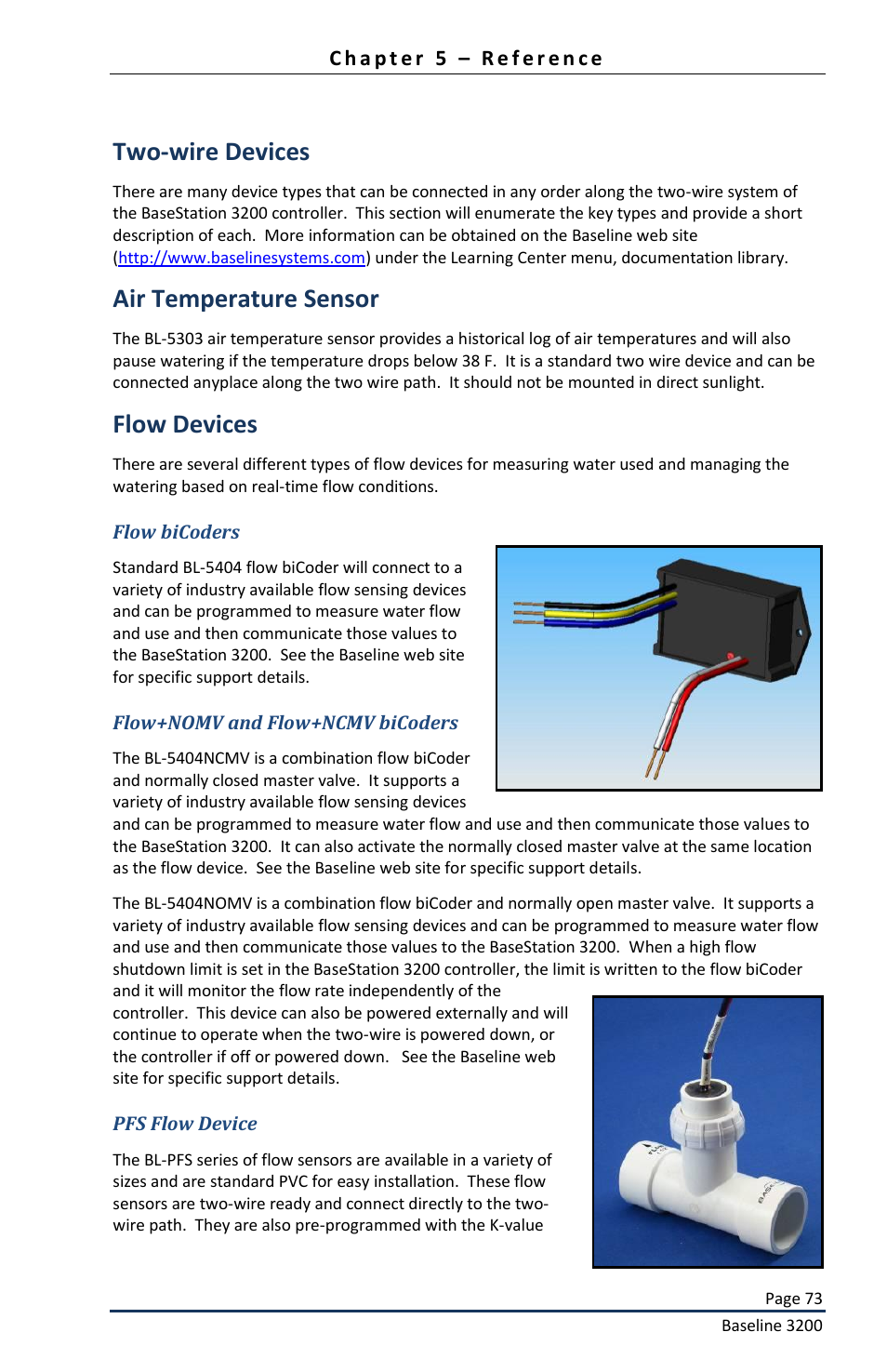 Two-wire devices, Air temperature sensor, Flow devices | Baseline Systems BaseStation 3200 User Manual | Page 75 / 82