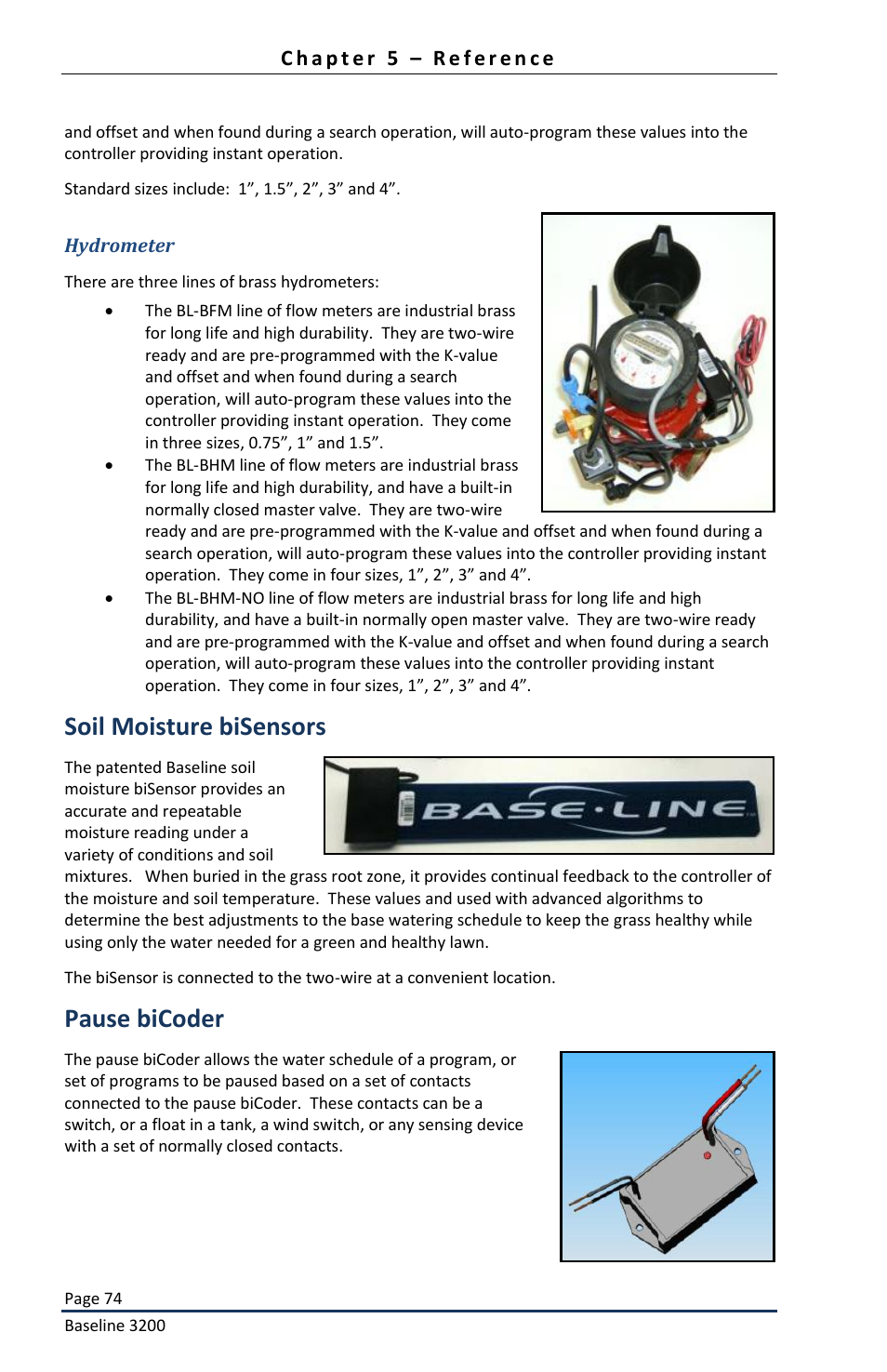 Soil moisture bisensors, Pause bicoder | Baseline Systems BaseStation 3200 User Manual | Page 76 / 82