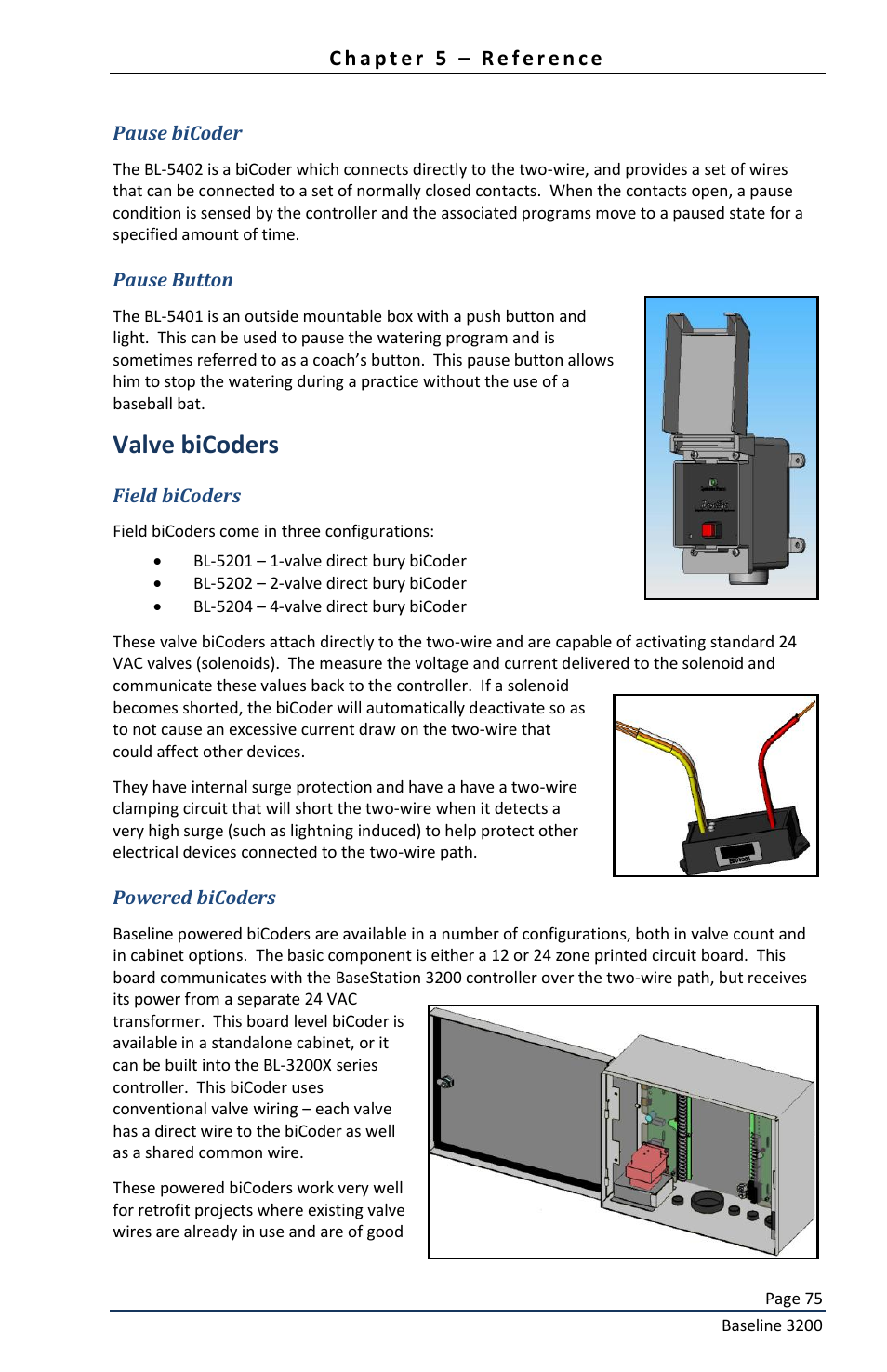 Valve bicoders | Baseline Systems BaseStation 3200 User Manual | Page 77 / 82