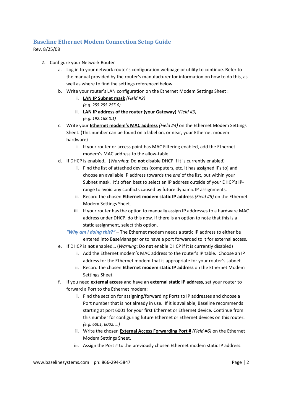 Baseline Systems BaseStation 3200 User Manual | Page 2 / 9