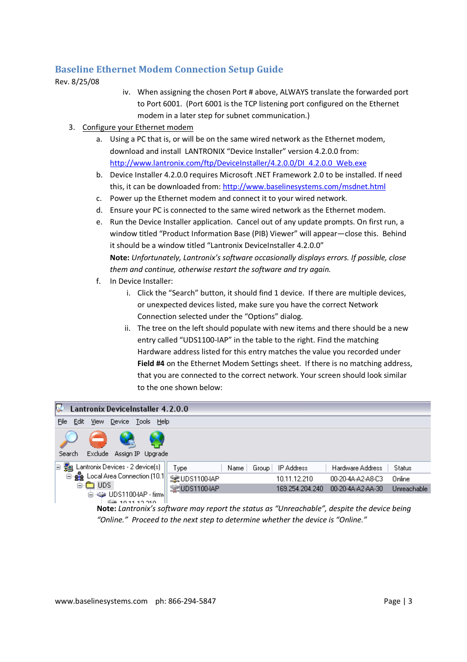 Baseline Systems BaseStation 3200 User Manual | Page 3 / 9