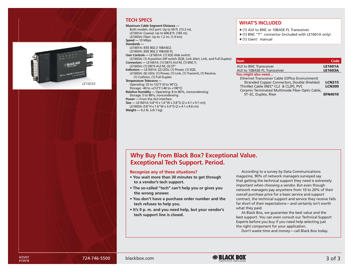 3 of 3, What‘s included tech specs | Black Box 724-746-5500 User Manual | Page 3 / 3