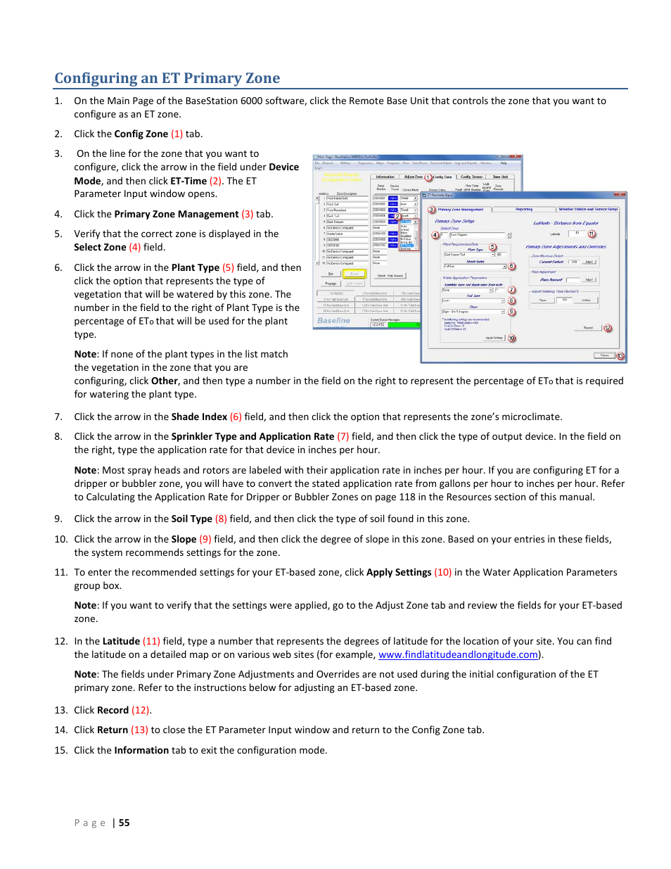Configuring an et primary zone, 55 fo | Baseline Systems BaseStation 6000 User Manual | Page 63 / 131