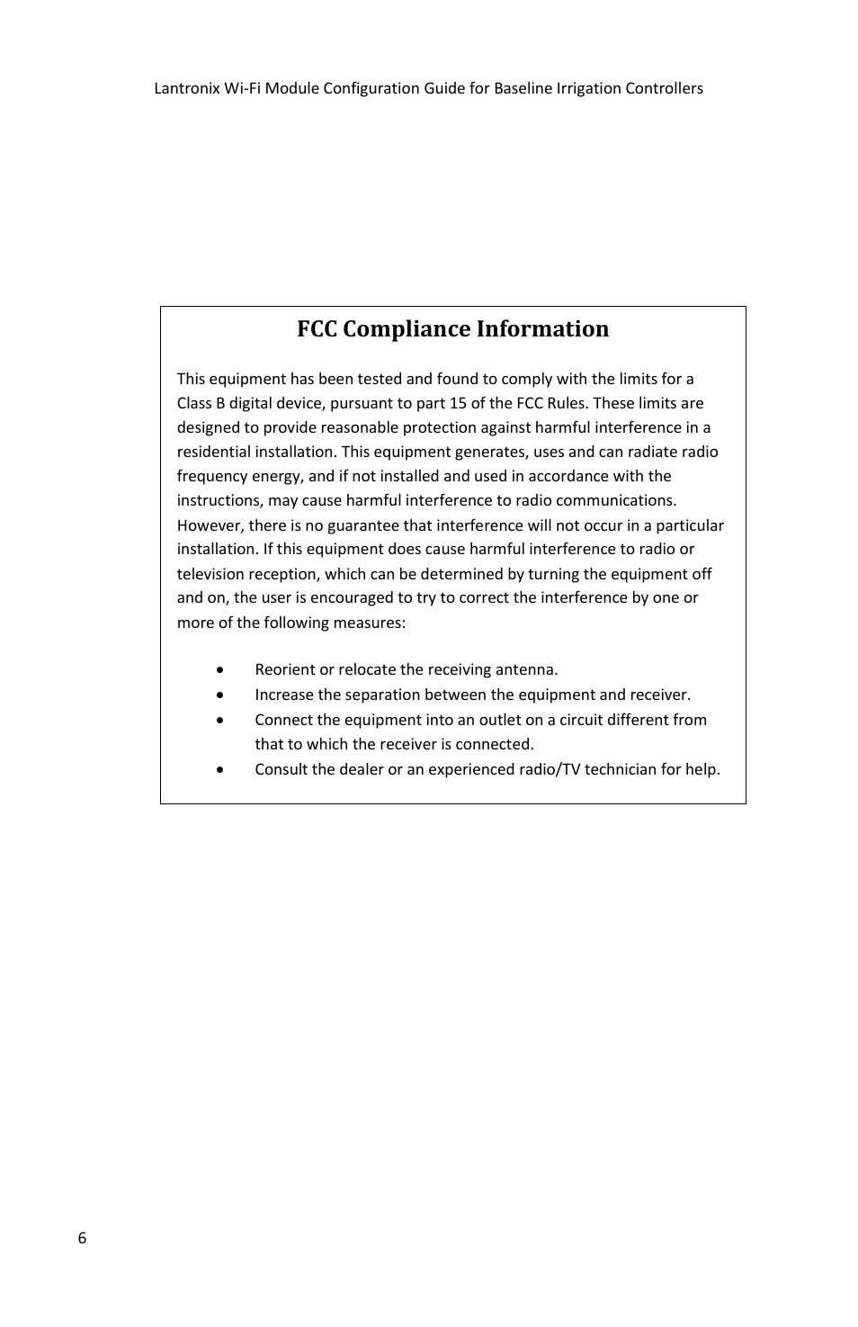 Fcc compliance information | Baseline Systems Lantronix User Manual | Page 8 / 8