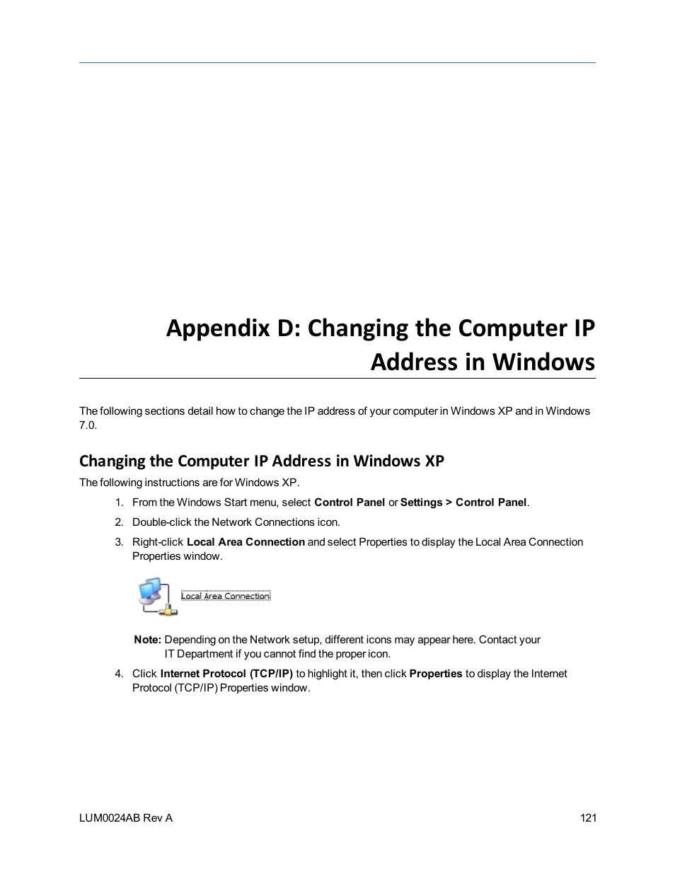 Changing the computer ip address in windows xp | Baseline Systems FreeWave Ethernet Radio User Manual | Page 137 / 160