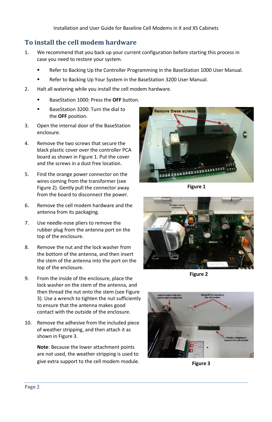 To install the cell modem hardware | Baseline Systems BaseStation 3200 in X Cabinet User Manual | Page 6 / 14