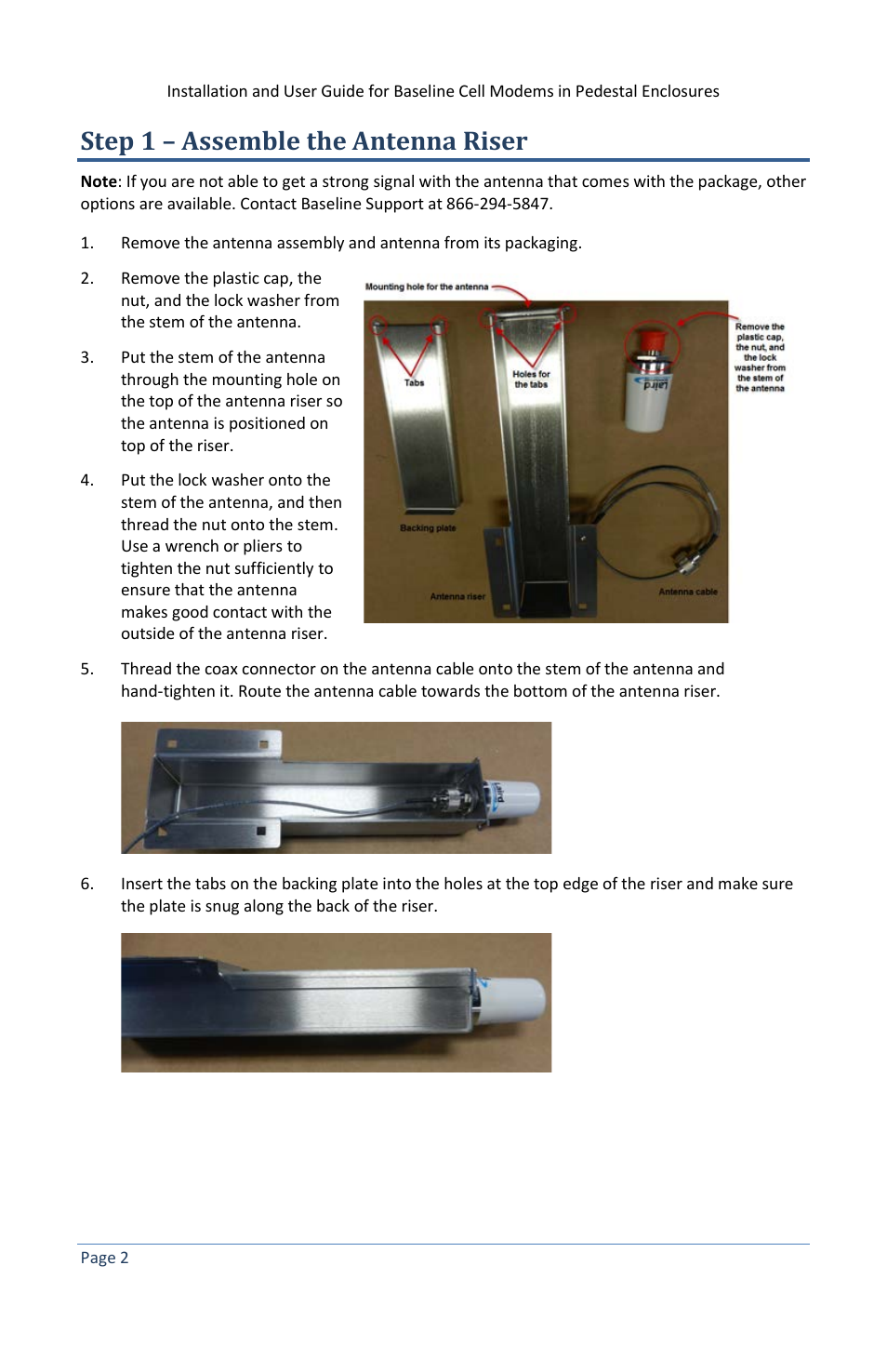 Step 1 – assemble the antenna riser | Baseline Systems BaseStation 3200 in Pedestal User Manual | Page 6 / 16