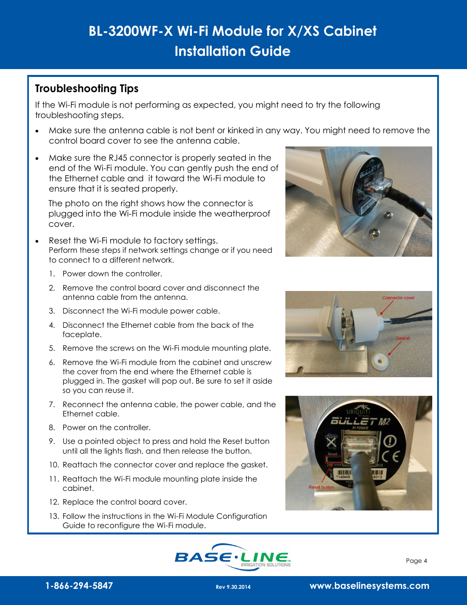 Troubleshooting tips | Baseline Systems BaseStation 3200 in X/XS Cabinet User Manual | Page 4 / 4