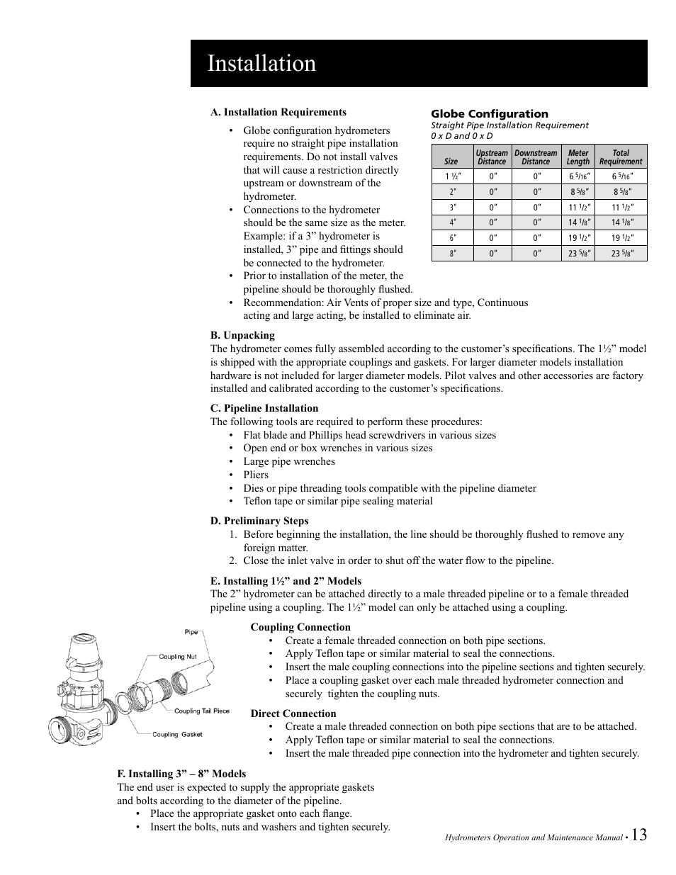 Installation | Baseline Systems BHM Series Hydrometer User Manual | Page 13 / 52