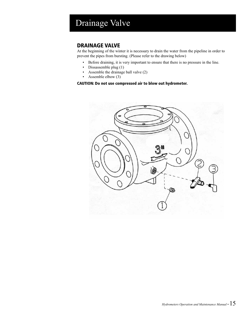 Drainage valve | Baseline Systems BHM Series Hydrometer User Manual | Page 15 / 52
