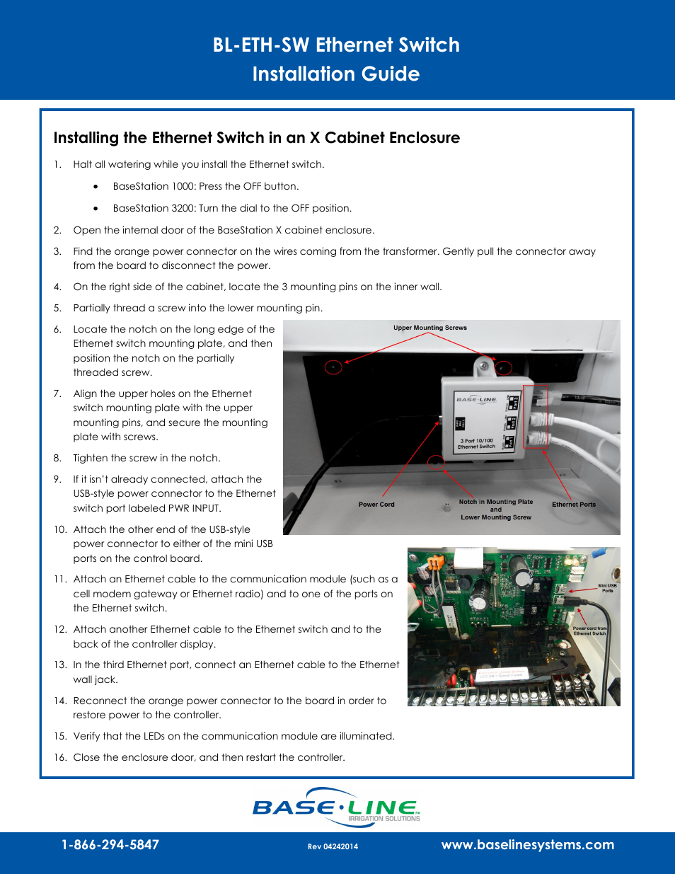 Baseline Systems BL-ETH-SW Ethernet Switch User Manual | 2 pages