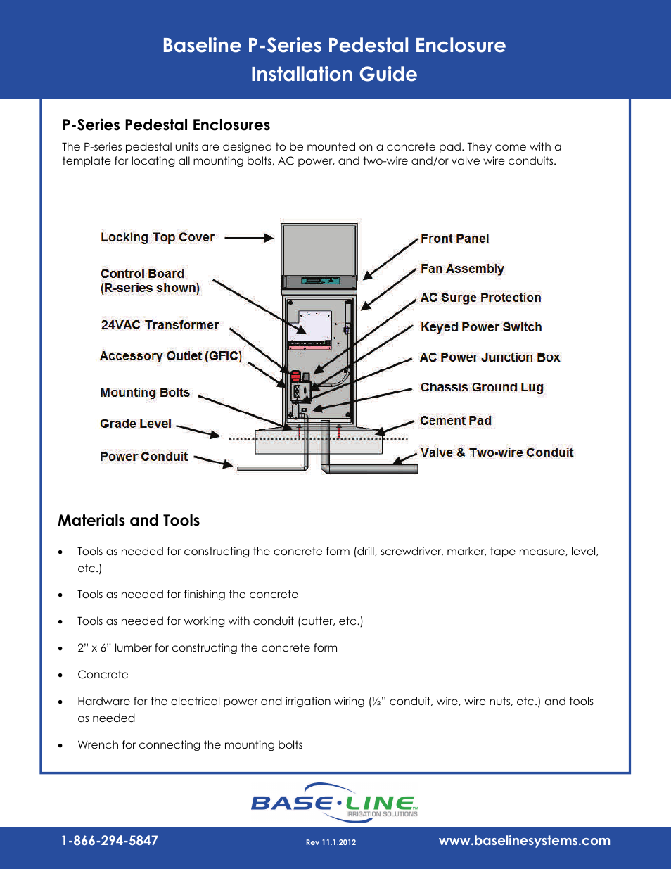 Baseline Systems P Pedestal User Manual | 2 pages