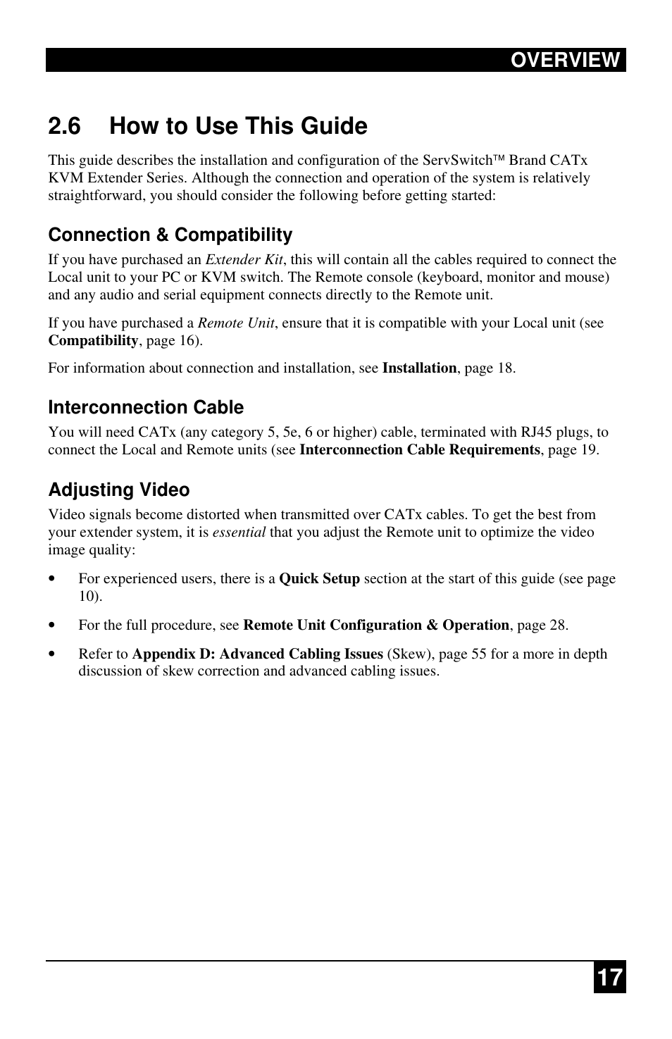 17 2.6 how to use this guide, Overview | Black Box ACU2222A User Manual | Page 18 / 66