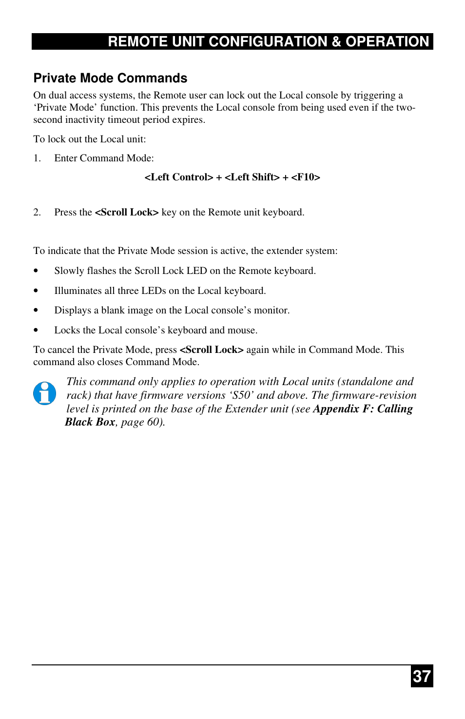 Remote unit configuration & operation | Black Box ACU2222A User Manual | Page 38 / 66